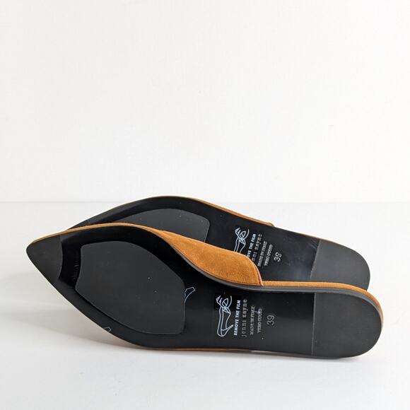 NWT Jenni Kayne Suede Mules Cognac Saddle Brown Pointed Toe Flats EU 39 - Picture 10 of 13